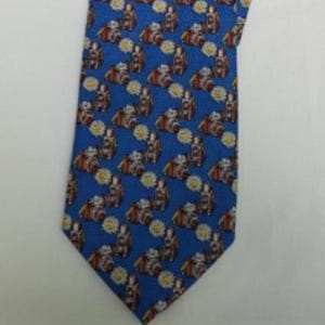 Vintage Blue Camera Print Silk Tie