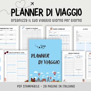 Planner di Viaggio Stampabile - Travel Planner PDF in Italiano - Itinerario, spese, packing list, note