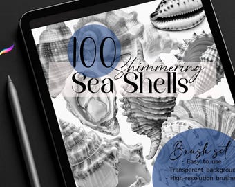 100 Sea Shells Procreate Stamp Brush Set