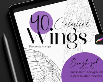 40 Wing Procreate Stamps | Angel & Bird Wings Brushes