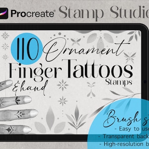 110 Mini Ornament Tattoo Stamps for Procreate – Fine Line Stamps for Fingers, Hands and Ears
