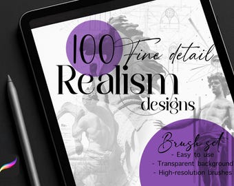 100 Micro Realism Art Designs | High-Detail Black & Grey Illustrations | Procreate Digital Art Pack