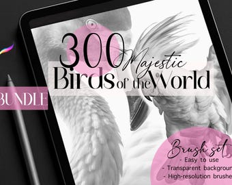 300 Birds of the World Procreate Stamp Brush Set
