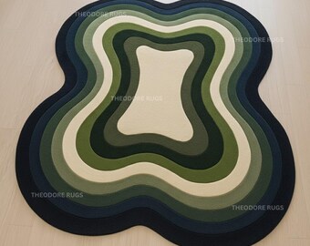 Tapete de lã tufada artesanal da Nova Zelândia: design de ondas orgânicas