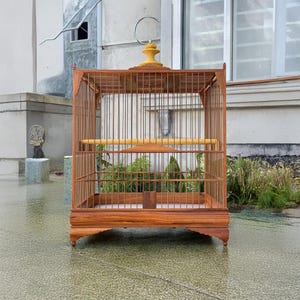 Holz Vintage Vogelkäfig DIY handgemachter hölzerner Vogelkäfig Kit Bambuskäfig dekoratives Vogelhaus