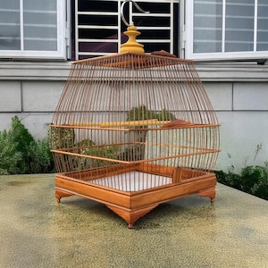 Decorative bird cage bamboo birdcage kit asian garden decor hanging birdhouse handmade DIY gift for father