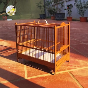 Square bamboo bird cage bird house handmade rustic small bird cages asian garden decor and table decoration