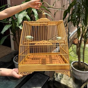 DIY wood vintage bird cage decorative birdhouse bamboo birdcage handcrafted asian garden decor