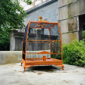 Holz Vintage Vogelkäfig montieren rustikalen dekorativen Vogelkäfig hängen Vogelhaus asiatischen Gartendekor