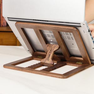 Birthday Premium Foldingl Laptop Dock – walnut Laptop Stand, MacBook Pro wood Stand, Desk Organizer, Housewarming & anniversary gift for him
