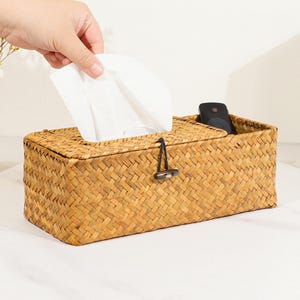 Mors dag-present, rottingpappersask, fyrkantig, rottingpapperslåda, pappershållare, bohemisk badrumsdekor, rustik skrivbordsorganisatör, inflyttningspresent