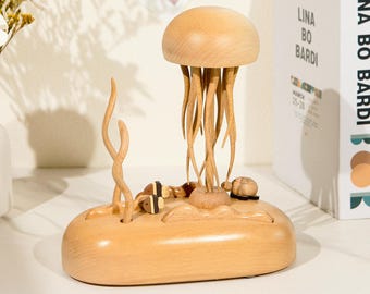 Custom Engraved Wooden Jellyfish Automaton Ornament,Handmade wooden mechanical Jellyfish,Unique Home Decor,Anniversary,Birthday,Housewarming