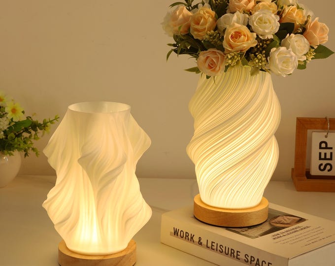 Mothers Day Custom Cozy Modern Wave Lamp,Modern Vase Table Lamp,Aesthetic Room Decor,Bedside Night Light,Boho,Minimalist Home Decor