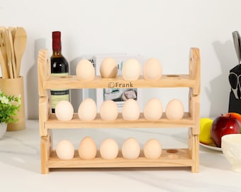Geburtstagsgeschenk Benutzerdefinierte hölzerne Eierablage, stapelbare Eierablage, personalisierte Farm Frische Aufbewahrung, Küchenthekendisplay, Geschenk für sie