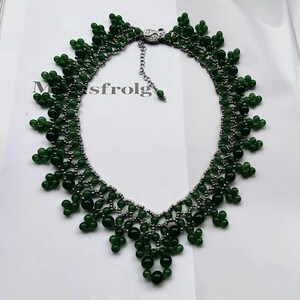 Handmade natural jade beaded necklace