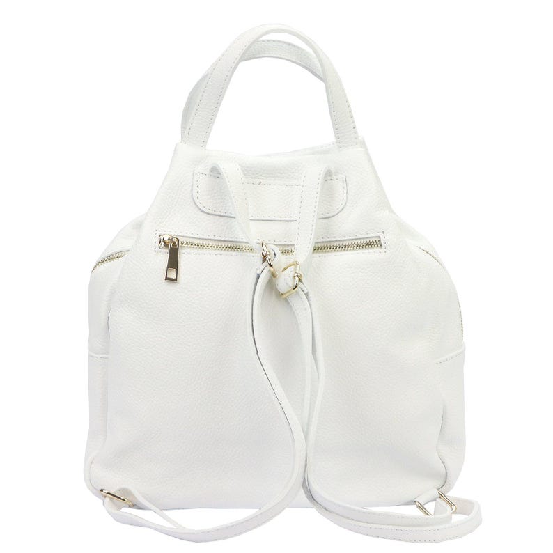 Woman's Rocksack Handmade Leather Convertible White Backpack: Italian Style Rucksack ...