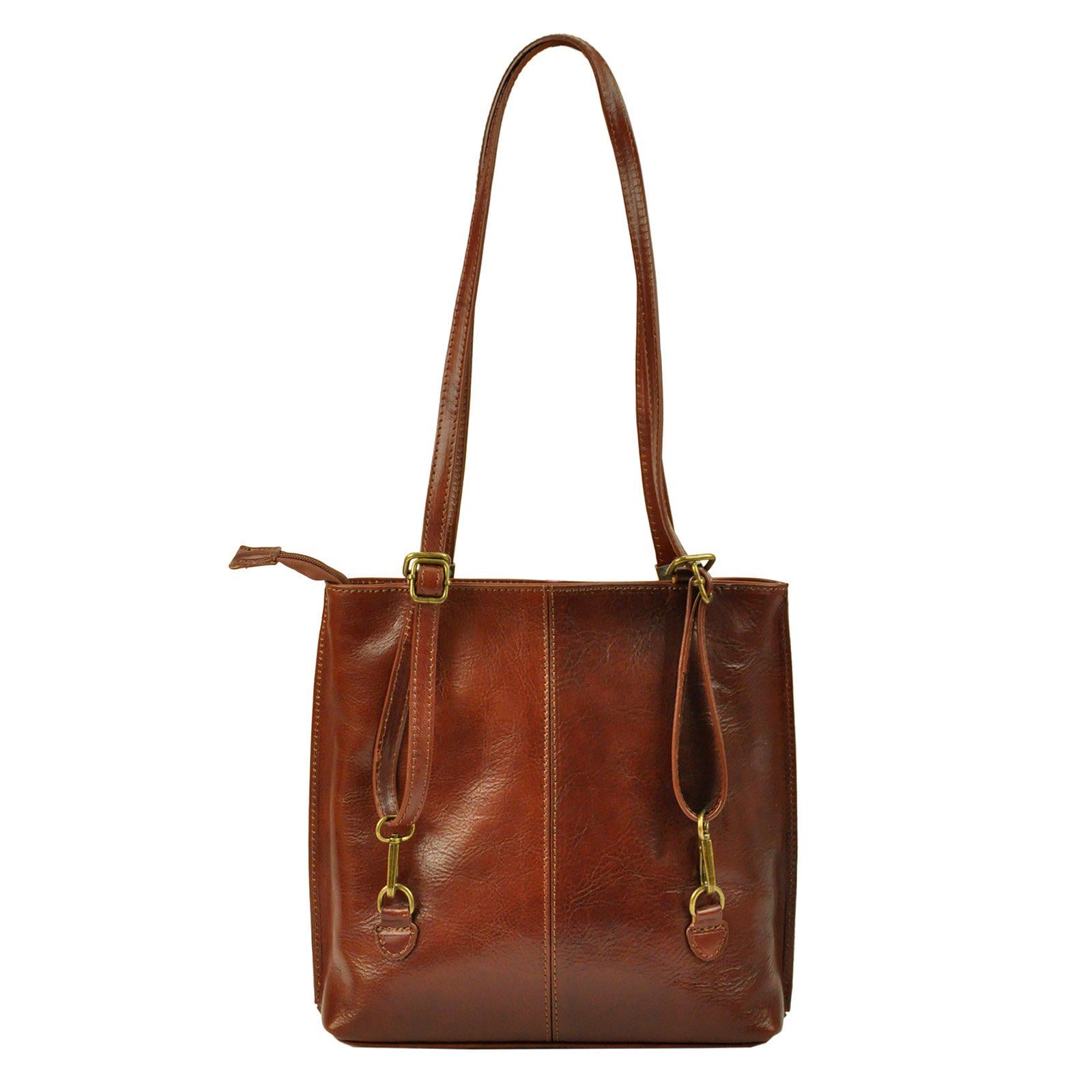 Convertible Italian Leather Backpack Purse: Brown Shoulder  display picture 1