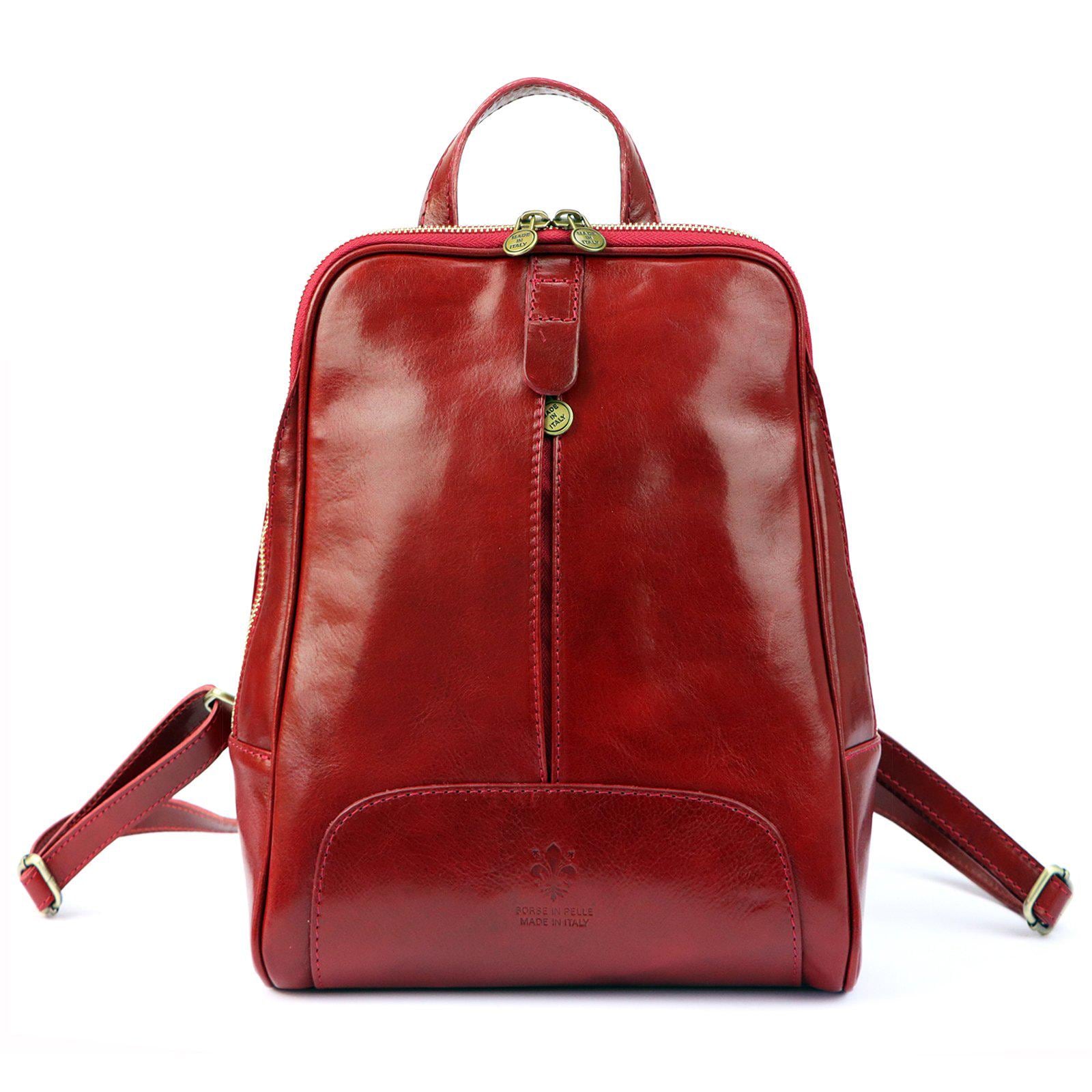 Vera Pelle Genuine Leather Backpack Purse Red Vintage Sling Bag Soft Genuine leather backpack for woman MONTE HALLA, RED/DARK  main image 4