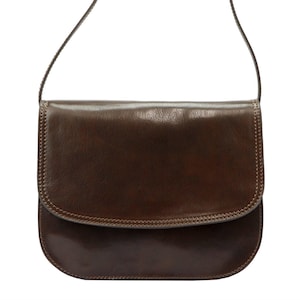 Handmade Italian Leather Crossbody Bag: Dark Brown Saddle Purse