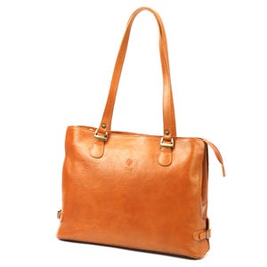 Einkaufstasche aus italienischem Leder | Handgemachte Braune Schulter Geldbörse | Echtleder Handtasche für Damen | Klassische Bürotasche | Hergestellt in Italien