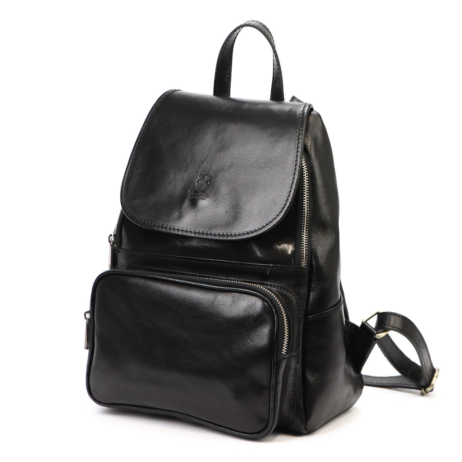 Italian Leather Backpack | Handmade Full-Grain Black Leather Bag | Travel & Work Italian Leather Convertible Backpack in Black main image 3