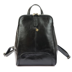 Florence Black Italian Leather Backpack for Women | Handmade Genuine Leather Bag | Florence Style | Minimalist Design | Made in Italy