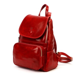 Italian Leather Backpack: Handmade Black Daypack Purse - Florence Style