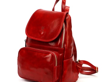 Italian Leather Backpack: Handmade Black Daypack Purse - Florence Style