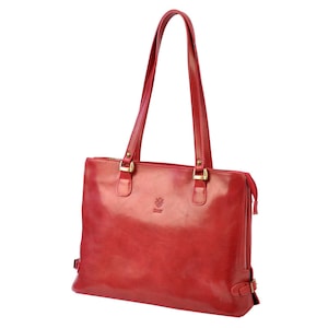Florence Italian Leather Tote Bag | Handmade Brown Shoulder Purse | Genuine Leather Handbag for Women | Classic Office Bag | Made in Italy