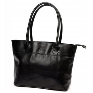 Italian Leather Tote Bag for Women – Genuine Cowhide Handbag, Fits A4, Shoulder Purse with Zipper, Classic Black Tote