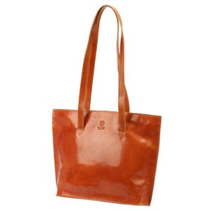 Einkaufstasche aus italienischem Leder | Handgemachte Braune Schulter Geldbörse | Echtleder Handtasche für Damen | Klassische Bürotasche | Hergestellt in Italien