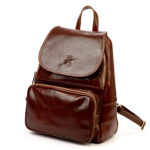 Italian Leather Backpack for Women – Brown Genuine Leather Bag – Handmade Casual Chic Daypack – Elegant City Travel Purse – Florence Style