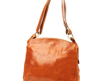 Bolso de hombro de piel italiana: bolso de mano artesanal con correa ajustable
