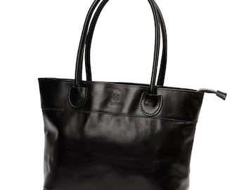 Italian Handmade Leather Tote Bag | Made in Italy, Black  display picture 3