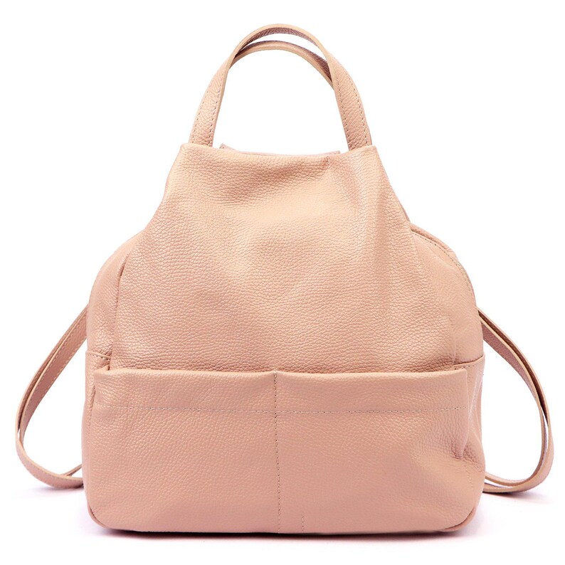 Woman's Rocksack Handmade Leather Convertible Powder Pink Backpack: Italian Style ...