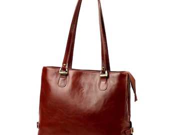 Handmade Italian Leather Tote Bag | Brown Shoulder Purse