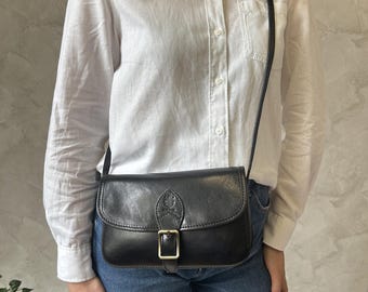 Bolso bandolera de piel italiana hecho a mano: pequeño bolso bandolera de plena flor