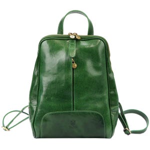 Florence Green Italian Leather Backpack for Women | Handmade Genuine Leather Bag | Florence Style | Minimalist Design | Made in Italy