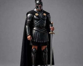 Handgjord Agamemnon-inspirerad grekisk krigarrustning | Svart stålkostym | LAJP Cosplay-rustning | Medeltida rustning, Halloween-outfit | Renässans