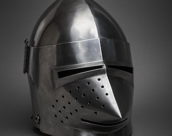 SCA HNB Steel Bascinet Helmet | Medieval Pig Face Helmet | LARP Combat Armor | Reenactment Knight Helmet