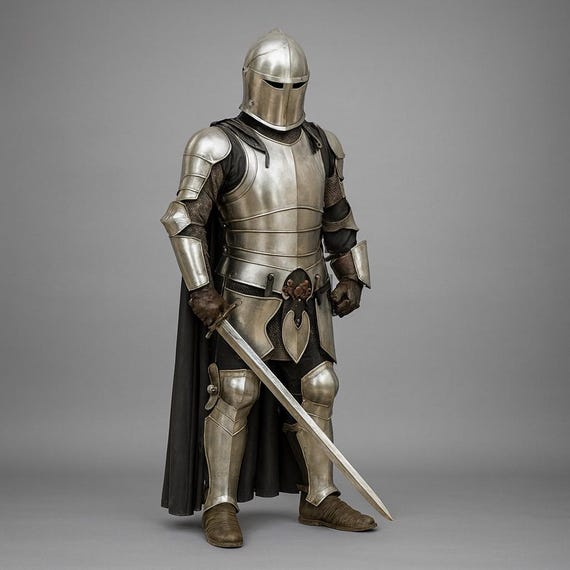Full Body Armor Medieval Knight Suit – Wearable Steel Plate Armor Set with Helmet for LARP, Cosplay, Collectible & Renaissance Fair