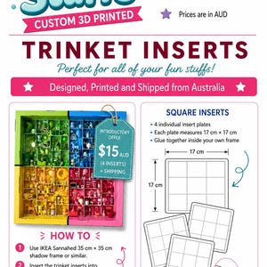 Trinket Shelf Inserts | 3D Printed Miniature Display Shelves | 4 Piece 17cm Insert Set | Fits 35cm Shadow Box Frame