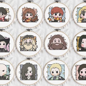12 Wizard Cross Stitch Patterns – Mini Magical Characters PDF Set, Beginner Embroidery, Cute DIY Gift, Digital Download