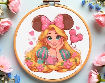 Princess Cross Stitch Pattern: Funny Fairy Tale Embroidery (PDF Download)