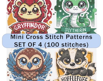 Fantasy Creatures Cross Stitch Pattern Set – Wizard Animals (PDF Pattern)