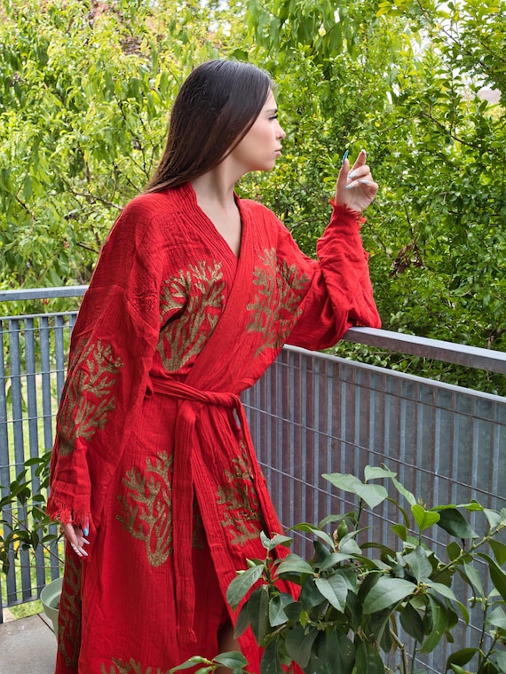 Dressing gown, turkish cotton robe, night wear robe, luxury kimono, timeless wear, dressing gown, luxury wear, cotton robe, unique wear