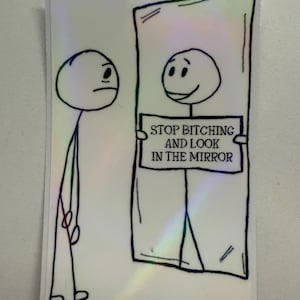 Sassy Stick Figure In Mirror - Easy Peel Sticker