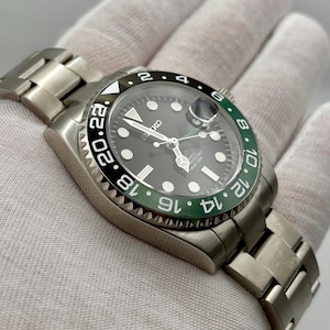Seiko GMTMOD Watch – Modified NH38, Sprite Dial, Green Lume