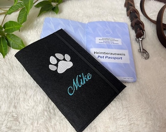 Copertina personalizzata per il certificato di vaccinazione del cane – copertina ricamata per la tessera identificativa dell'animale con il nome – regalo per i proprietari di cani