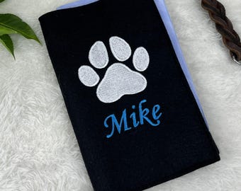 Impfpasshülle Hund personalisiert – bestickte Hülle für Tierausweis mit Namen – Geschenk für Hundehalte